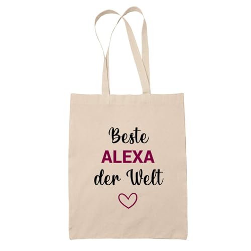 Baumwolltasche Beste Alexa der Welt - Geschenk Muttertag Geburtstag Schwester Weihnachten Tante Patentante Wiederverwendbarer Shopper von Planetee