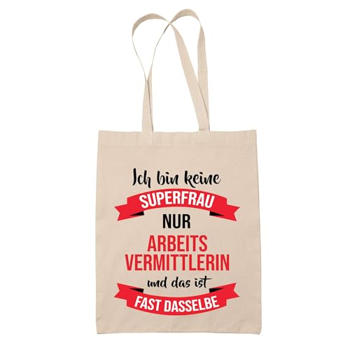 Baumwolltasche Beste Arbeitsvermittlerin Powerfau - Stofftasche/Shopper Geschenk zum Ruhestand, Abschied oder Geburtstag für Kollegin, Chefin oder Freundin von Planetee