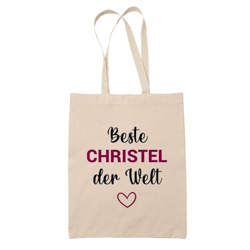 Baumwolltasche Beste Christel der Welt - Geschenk Muttertag Geburtstag Schwester Weihnachten Tante Patentante Wiederverwendbarer Shopper von Planetee