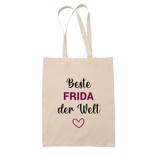 Baumwolltasche Beste Frida der Welt - Geschenk Muttertag Geburtstag Schwester Weihnachten Tante Patentante Wiederverwendbarer Shopper von Planetee