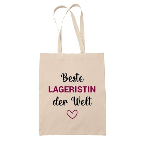 Baumwolltasche Beste Lageristin der Welt - Geschenk Muttertag Geburtstag Schwester Weihnachten Tante Patentante Wiederverwendbarer Shopper von Planetee