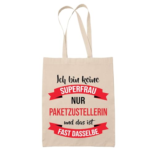 Baumwolltasche Beste Paketzustellerin Powerfau - Stofftasche/Shopper Geschenk zum Ruhestand, Abschied oder Geburtstag für Kollegin, Chefin oder Freundin von Planetee