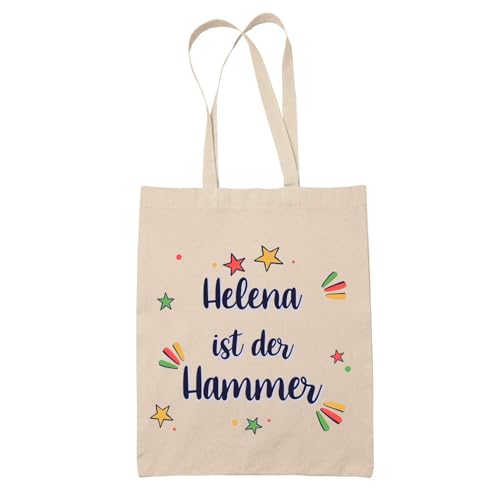 Baumwolltasche Helena ist der Hammer - Geschenk Muttertag Geburtstag Schwester Weihnachten Tante Patentante Wiederverwendbarer Shopper von Planetee