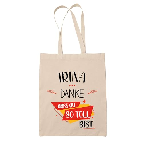 Baumwolltasche Irina Du so toll bist - Geschenk Muttertag Geburtstag Schwester Weihnachten Tante Patentante Wiederverwendbarer Shopper von Planetee