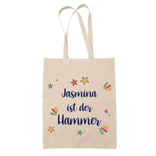 Baumwolltasche Jasmina ist der Hammer - Geschenk Muttertag Geburtstag Schwester Weihnachten Tante Patentante Wiederverwendbarer Shopper von Planetee