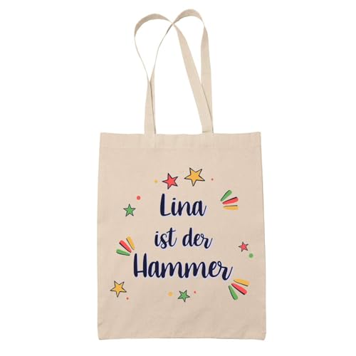 Baumwolltasche Lina ist der Hammer - Geschenk Muttertag Geburtstag Schwester Weihnachten Tante Patentante Wiederverwendbarer Shopper von Planetee