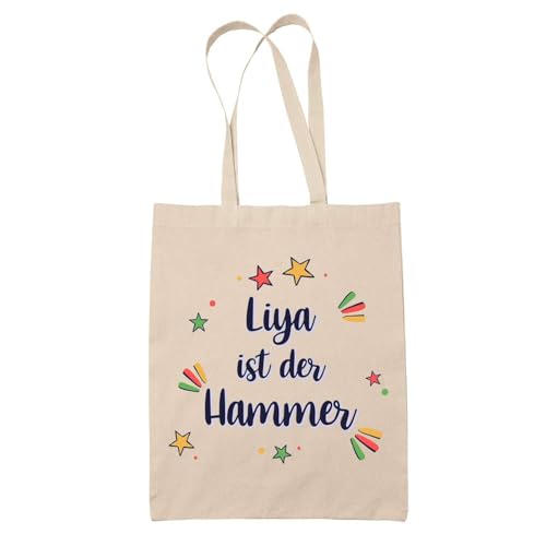 Baumwolltasche Liya ist der Hammer - Geschenk Muttertag Geburtstag Schwester Weihnachten Tante Patentante Wiederverwendbarer Shopper von Planetee