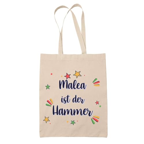 Baumwolltasche Malea ist der Hammer - Geschenk Muttertag Geburtstag Schwester Weihnachten Tante Patentante Wiederverwendbarer Shopper von Planetee