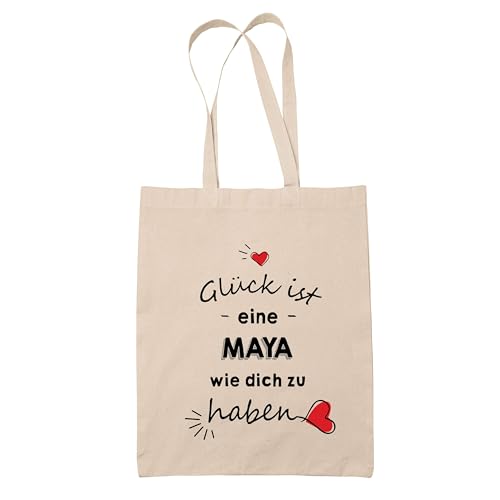 Baumwolltasche Maya Glück haben - Tote Bag Geschenk Muttertag Geburtstag Schwester Weihnachten Tante Patentante Wiederverwendbarer Shopper von Planetee