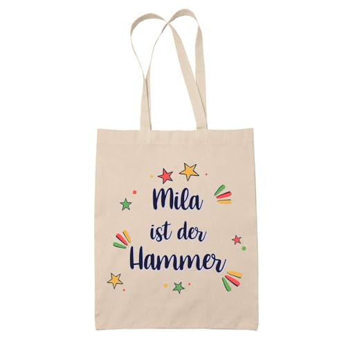 Baumwolltasche Mila ist der Hammer - Geschenk Muttertag Geburtstag Schwester Weihnachten Tante Patentante Wiederverwendbarer Shopper von Planetee