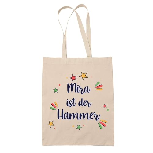 Baumwolltasche Mira ist der Hammer - Geschenk Muttertag Geburtstag Schwester Weihnachten Tante Patentante Wiederverwendbarer Shopper von Planetee