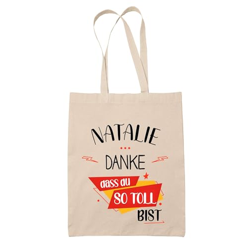 Baumwolltasche Natalie Du so toll bist - Geschenk Muttertag Geburtstag Schwester Weihnachten Tante Patentante Wiederverwendbarer Shopper von Planetee
