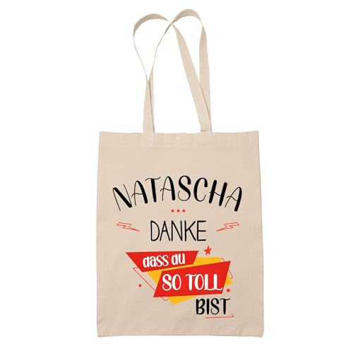 Baumwolltasche Natascha Du so toll bist - Geschenk Muttertag Geburtstag Schwester Weihnachten Tante Patentante Wiederverwendbarer Shopper von Planetee