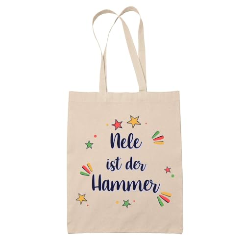 Baumwolltasche Nele ist der Hammer - Geschenk Muttertag Geburtstag Schwester Weihnachten Tante Patentante Wiederverwendbarer Shopper von Planetee