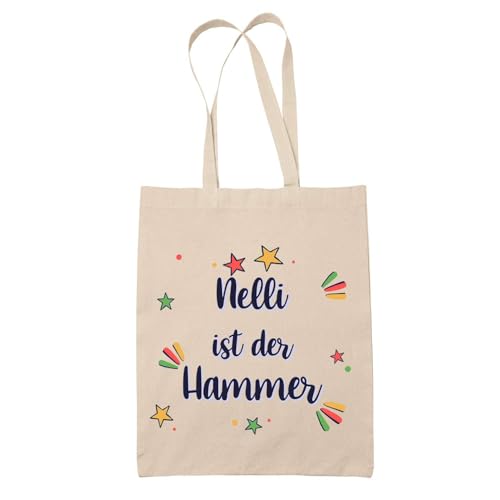 Baumwolltasche Nelli ist der Hammer - Geschenk Muttertag Geburtstag Schwester Weihnachten Tante Patentante Wiederverwendbarer Shopper von Planetee