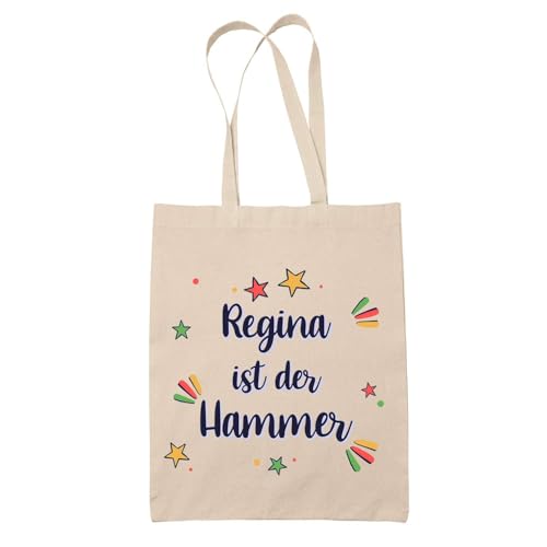Baumwolltasche Regina ist der Hammer - Geschenk Muttertag Geburtstag Schwester Weihnachten Tante Patentante Wiederverwendbarer Shopper von Planetee