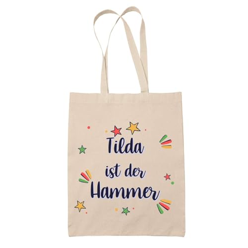 Baumwolltasche Tilda ist der Hammer - Geschenk Muttertag Geburtstag Schwester Weihnachten Tante Patentante Wiederverwendbarer Shopper von Planetee