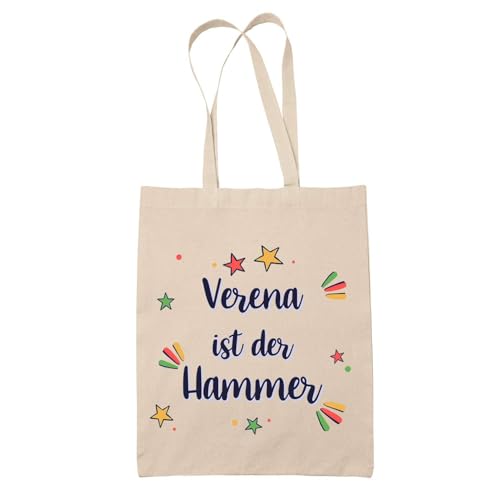 Baumwolltasche Verena ist der Hammer - Geschenk Muttertag Geburtstag Schwester Weihnachten Tante Patentante Wiederverwendbarer Shopper von Planetee