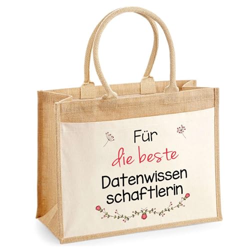 Jute-Shopper mit Vordertasche Für die beste Datenwissenschaftlerin - wiederverwendbare Einkaufstasche, Geschenk zum Ruhestand, Abschied, Geburtstag - für Kollegin oder Chefin von Planetee