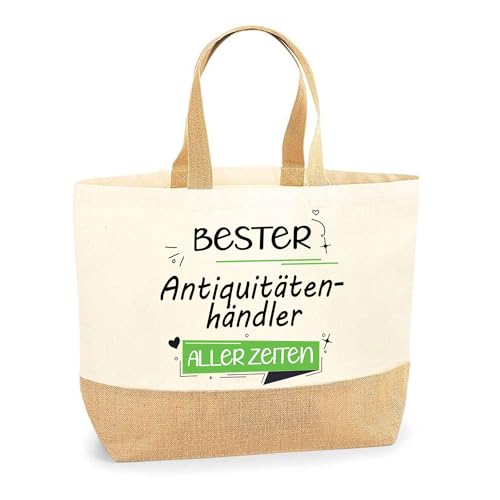 Jutebeutel Bester Antiquitätenhändler aller Zeiten - Einkaufstasche aus Baumwolle & Jute, Geschenk zum Geburtstag, Abschied oder Ruhestand für Kollegen oder Chef von Planetee