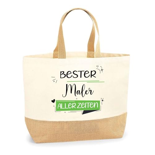 Jutebeutel Bester Maler aller Zeiten - Einkaufstasche aus Baumwolle & Jute, Geschenk zum Geburtstag, Abschied oder Ruhestand für Kollegen oder Chef von Planetee