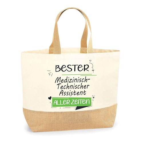 Jutebeutel Bester Medizinisch-technischer Assistent aller Zeiten - Einkaufstasche aus Baumwolle & Jute, Geschenk zum Geburtstag, Abschied oder Ruhestand für Kollegen oder Chef von Planetee