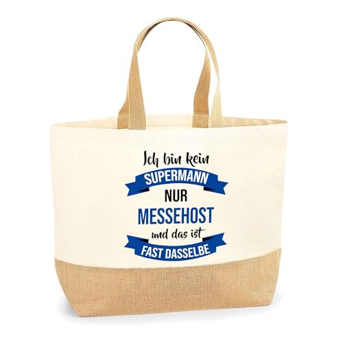 Jutebeutel Bester Messehost Powermann - Einkaufstasche aus Baumwolle & Jute, Geschenk zum Geburtstag, Abschied oder Ruhestand für Kollegen oder Chef von Planetee