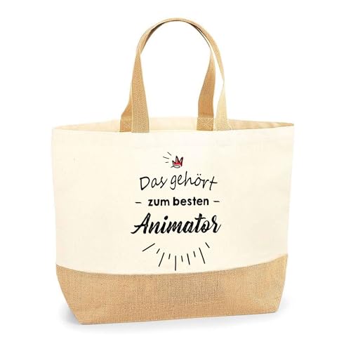 Jutebeutel Das gehört zum besten Animator - Einkaufstasche aus Baumwolle & Jute, Geschenk zum Geburtstag, Abschied oder Ruhestand für Kollegen oder Chef von Planetee