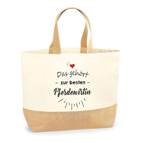 Jutebeutel Das gehört zur besten Pferdewirtin - Einkaufstasche und Strandtasche aus Baumwolle und Jute, Geschenk zum Ruhestand, Abschied, Geburtstag für Kollegin oder Chefin von Planetee