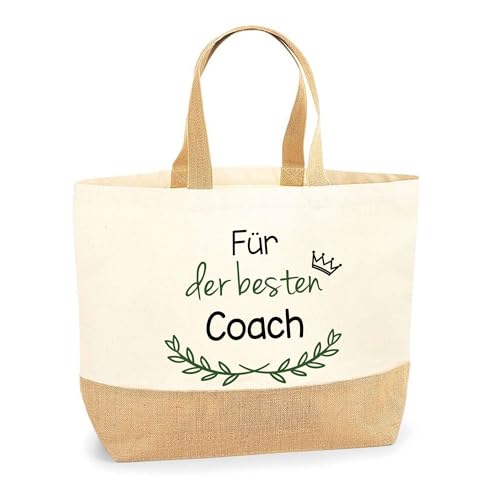 Jutebeutel Für der besten Coach - Einkaufstasche aus Baumwolle & Jute, Geschenk zum Geburtstag, Abschied oder Ruhestand für Kollegen oder Chef Jutebeutel Für der besten Coach - Einkaufstasche aus Baumwolle & Jute, Geschenk zum Geburtstag, Abschied oder Ruhestand für Kollegen oder Chef von Planetee