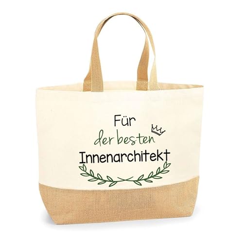 Jutebeutel Für der besten Innenarchitekt - Einkaufstasche aus Baumwolle & Jute, Geschenk zum Geburtstag, Abschied oder Ruhestand für Kollegen oder Chef von Planetee