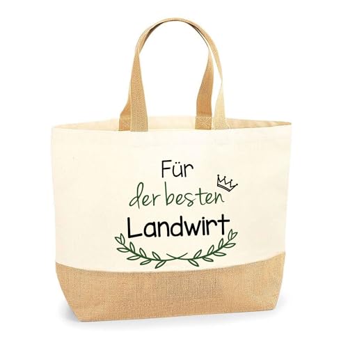 Jutebeutel Für der besten Landwirt - Einkaufstasche aus Baumwolle & Jute, Geschenk zum Geburtstag, Abschied oder Ruhestand für Kollegen oder Chef von Planetee
