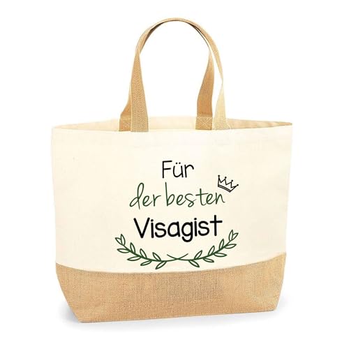 Jutebeutel Für der besten Visagist - Einkaufstasche aus Baumwolle & Jute, Geschenk zum Geburtstag, Abschied oder Ruhestand für Kollegen oder Chef von Planetee