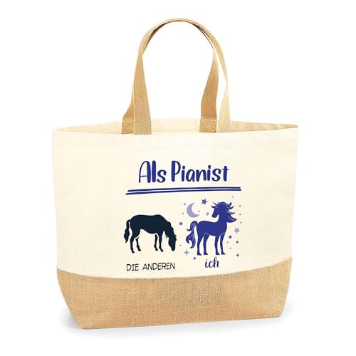 Jutebeutel Pianist Einhorn - Einkaufstasche aus Baumwolle & Jute, Geschenk zum Geburtstag, Abschied oder Ruhestand für Kollegen oder Chef Jutebeutel Pianist Einhorn - Einkaufstasche aus Baumwolle & Jute, Geschenk zum Geburtstag, Abschied oder Ruhestand für Kollegen oder Chef von Planetee