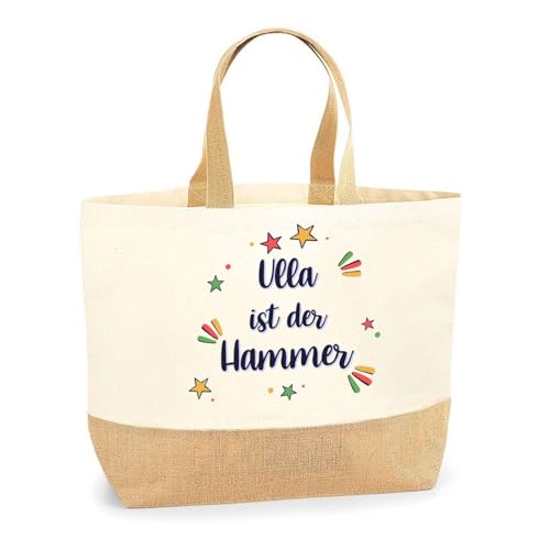 Jutebeutel Ulla ist der Hammer– Einkaufstasche & Strandtasche aus Baumwolle und Jute Geschenk für Damen Geburtstag Muttertag Freundin Schwester Weihnachten von Planetee