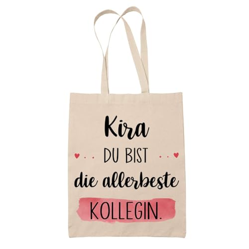 Planetee Baumwolltasche Kira allerbeste Kollegin– Stofftasche Shopper Geschenk zum Ruhestand, Abschied, Geburtstag oder Secret Santa für Kollegin, Chefin, Freundin von Planetee