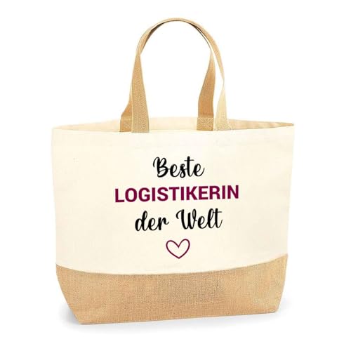 Planetee Jutebeutel Beste Logistikerin der Welt– Einkaufstasche & Strandtasche aus Baumwolle und Jute Geschenk für Damen Geburtstag Muttertag Freundin Schwester Weihnachten von Planetee