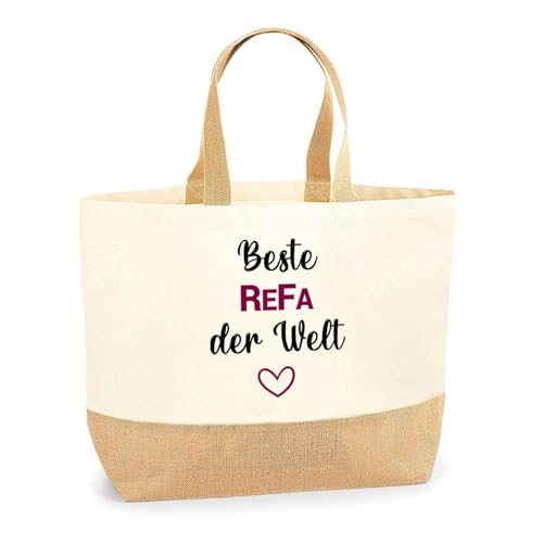 Planetee Jutebeutel Beste REFA der Welt– Einkaufstasche & Strandtasche aus Baumwolle und Jute Geschenk für Damen Geburtstag Muttertag Freundin Schwester Weihnachten von Planetee