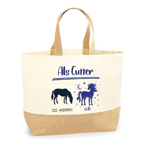 Planetee Jutebeutel Cutter Einhorn - Einkaufstasche aus Baumwolle & Jute, Geschenk zum Geburtstag, Abschied oder Ruhestand für Kollegen oder Chef von Planetee