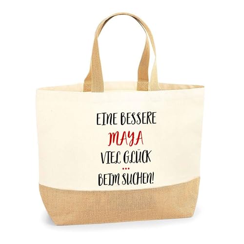 Planetee Jutebeutel Eine bessere Maya Viel Glück - Einkaufstasche & Strandtasche aus Baumwolle und Jute Geschenk für Damen Geburtstag Muttertag Freundin Schwester Weihnachten von Planetee