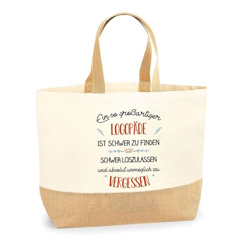 Planetee Jutebeutel Großartiger Logopäde - Einkaufstasche aus Baumwolle & Jute, Geschenk zum Geburtstag, Abschied oder Ruhestand für Kollegen oder Chef von Planetee
