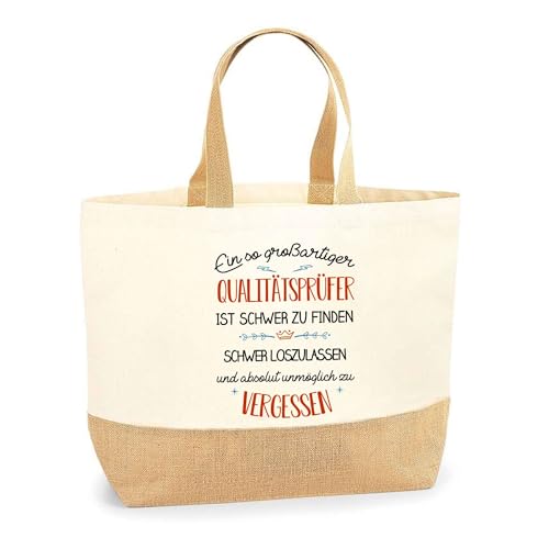 Planetee Jutebeutel Großartiger Qualitätsprüfer - Einkaufstasche aus Baumwolle & Jute, Geschenk zum Geburtstag, Abschied oder Ruhestand für Kollegen oder Chef von Planetee