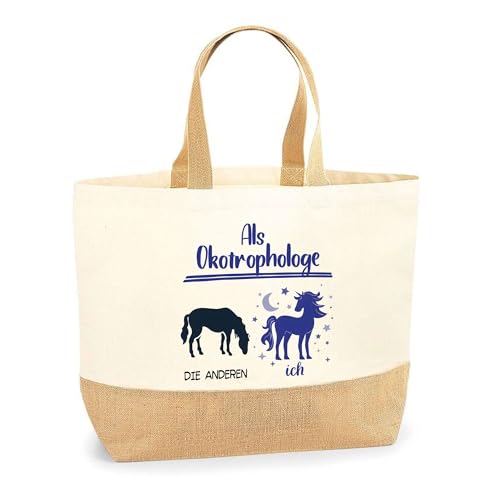 Planetee Jutebeutel Ökotrophologe Einhorn - Einkaufstasche aus Baumwolle & Jute, Geschenk zum Geburtstag, Abschied oder Ruhestand für Kollegen oder Chef von Planetee