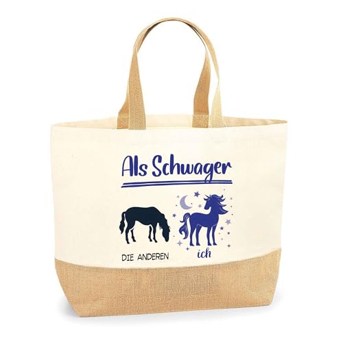 Planetee Jutebeutel Schwager Einhorn - Einkaufstasche aus Baumwolle & Jute, Geschenk zum Geburtstag, Abschied oder Ruhestand für Kollegen oder Chef von Planetee