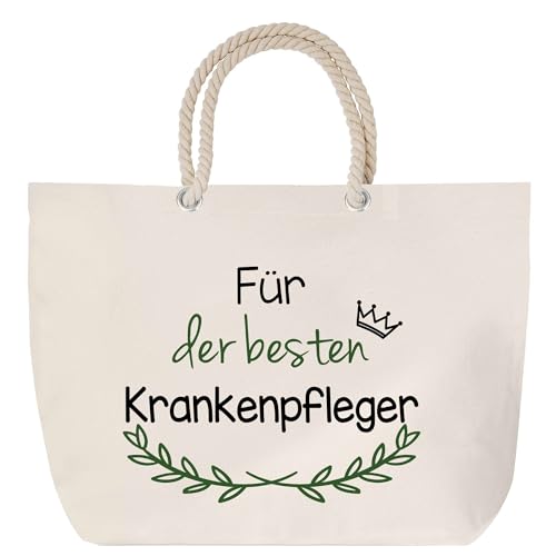 Planetee Strandtasche mit Kordelgriffen - Für der besten Krankenpfleger - großer Baumwoll-Shopper, wiederverwendbar, Geschenk zum Ruhestand, Abschied oder Geburtstag für Kollegen oder Chef von Planetee