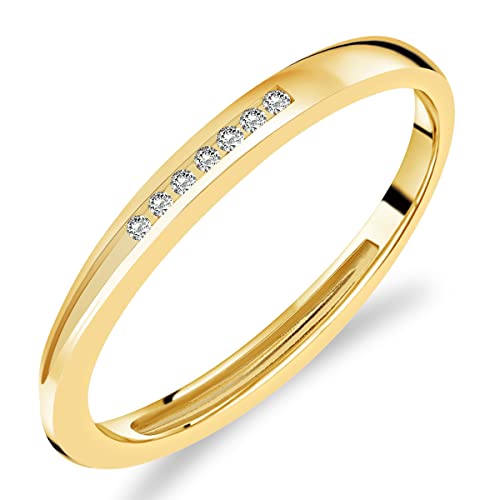 Damen-Ring aus Gelbgold 375/1000, mit 7 weißen Diamanten, 56 (17.8), Metall, Weißer Diamant von Planetys