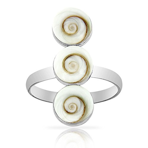 PLANETYS - 925 Sterling Silber Ring Auge des Heilige Lucie - Santa Lucia - Oeil de Sainte Lucie - Shiva Eye - Größe verstellbar von Planetys