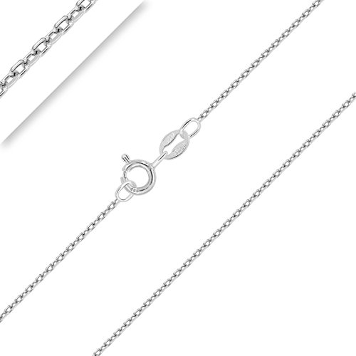PLANETYS - AnkerKette Diamantiert 925 Sterling Silber Rhodiniert Kette - Halskette - 1 mm Breite - Längen: 60 cm von Planetys