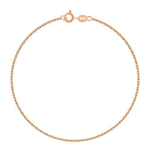 PLANETYS - Ankerkette Diamantiert Knöchelkette Fußkettchen 925 Sterling Silber 18K Rose Vergoldet - 1.5 mm Breite von Planetys