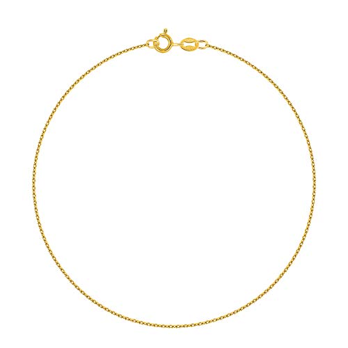 PLANETYS - Ankerkette Diamantiert Knöchelkette Fußkettchen 925 Sterling Silber 18K Vergoldet - 1 mm Breite von Planetys